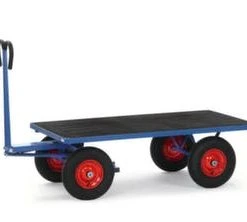 Rollcart Handpritschenwagen, Tragl. 1500kg, Ladefl. LxB 2000x1000mm, Siebdruckplatte, Keine Aufbauten, RAL5010, 4 Räder, Luft-Bereifung -Vago-tools-Geschäft 00bef0b6 5bad 4aa5 9efc 46ace545658f