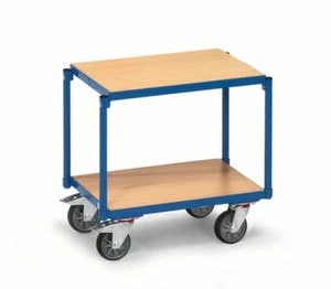 Variofit Tischwagen, Tragl. 250kg, 2xHolzplatte, Ladefl. LxB 1000x600mm, Holzböden, 2 Schubladen, RAL5010, TPE-Bereifung 8 Variofit Tischwagen, Tragl. 250kg, 2xHolzplatte, Ladefl. LxB 1000x600mm, Holzböden, 2 Schubladen, RAL5010, TPE-Bereifung – Bild 6