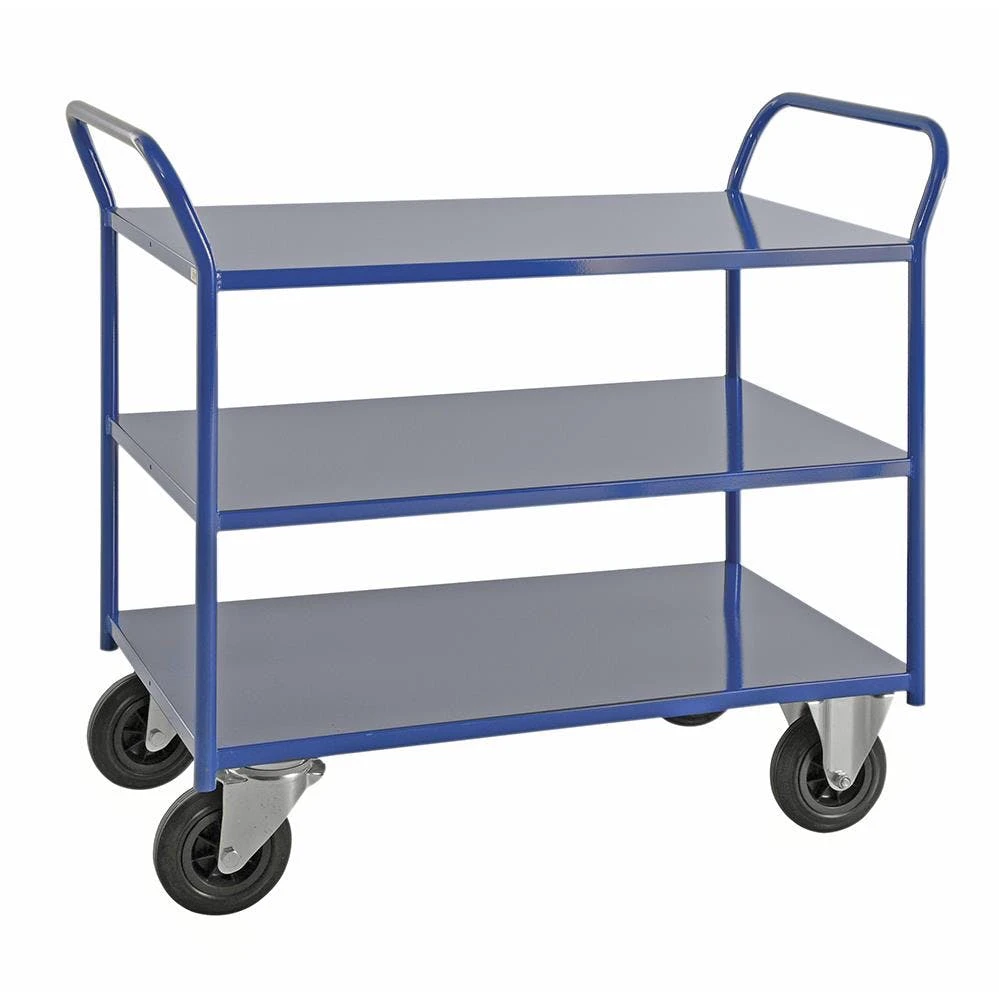Null Etagenwagen 3 Böden M. Aufkant. 1.080 X 550 X 975 Mm, Traglast: 400 Kg - Blau 7 Null Etagenwagen 3 Böden M. Aufkant. 1.080 X 550 X 975 Mm, Traglast: 400 Kg - Blau – Bild 5