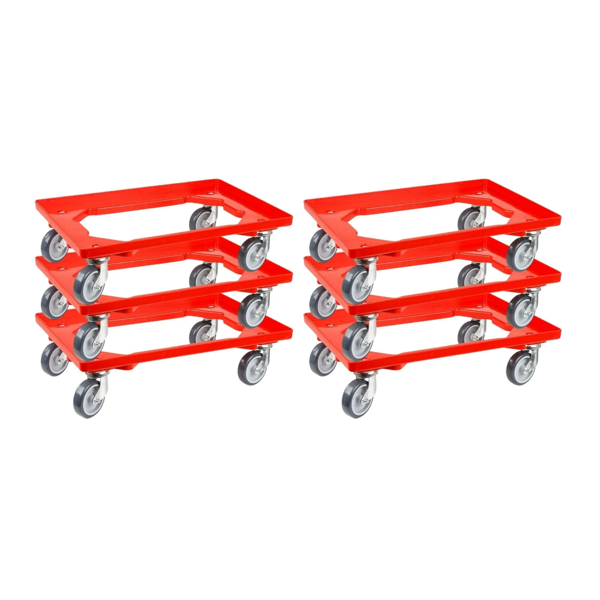 PROREGAL Transportroller Für Euroboxen 60x40cm Mit Gummiräder Rot | Offenes Deck | 2 Lenkrollen & 2 Bremsrollen | Traglast 300kg 9 PROREGAL Transportroller Für Euroboxen 60x40cm Mit Gummiräder Rot | Offenes Deck | 2 Lenkrollen & 2 Bremsrollen | Traglast 300kg – Bild 7