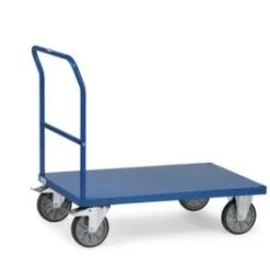Fetra Schiebebügelwagen, Tragl. 600kg, Ladefl. LxB 1000x700mm, Stahlplatte, Schiebebügel, RAL5007, 2 Lenk-/2 Bockrollen -Vago-tools-Geschäft 0ba0654c 314d 4d24 9166 8dd78bb011b8