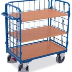 Variofit Tischwagen, Tragl. 500kg, 3 Etage(n), Ladefl. LxB 1000x700mm, Holzböden, RAL5010 -Vago-tools-Geschäft 0ccc050b debf 429d a894 318df8aa183a