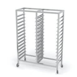 Alternative view of Null Edelstahl Gastro-Regalwagen Für GN-Behälter (doppelt) Mit Rollen | AISI 430 Qualität | HxBxT 180x140,5x54