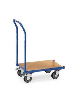 Fetra Schiebebügelwagen, Tragl. 250kg, Ladefl. LxB 610x410mm, Rahmen, Schiebebügel, RAL5007, 4 Lenkrollen, TPE-Bereifung 4 Fetra Schiebebügelwagen, Tragl. 250kg, Ladefl. LxB 610x410mm, Rahmen, Schiebebügel, RAL5007, 4 Lenkrollen, TPE-Bereifung – Bild 2
