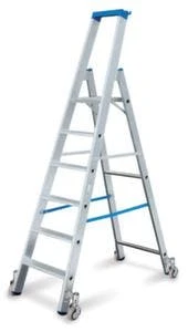 Krause Rollbare Stufenleiter, Einseitig, 6 Stufen, Stand H 1, 4m, Holm L 2, 2m, Alu 3 Krause Rollbare Stufenleiter, Einseitig, 6 Stufen, Stand H 1, 4m, Holm L 2, 2m, Alu