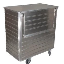 Null Alu-Kastenwagen, Tragl. 250kg, 355l, HxLxB 985x930x530mm, Wand Abklappbar, M. Deckel, Vollgummi-Bereifung