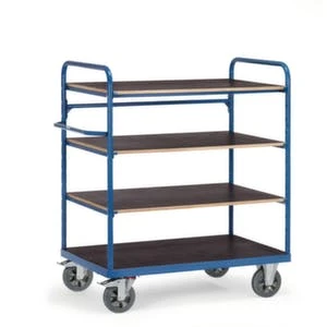 Fetra Etagenwagen, Tragl. 1200kg, 4 Etage(n), Ladefl. LxB 1000x700mm, Siebdruckböden, RAL5007, Elastik-Bereifung 7 Fetra Etagenwagen, Tragl. 1200kg, 4 Etage(n), Ladefl. LxB 1000x700mm, Siebdruckböden, RAL5007, Elastik-Bereifung – Bild 5