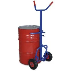 Null Fasskarre F. 200 Liter Stahlfässer,pannensichere Reifen, BxH 648 X 1069-1480 Mm Höhenverstellbar, Tragkraft 250 Kg