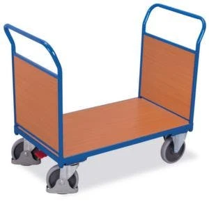 Fetra Doppelstirnwandwagen, Tragl. 500kg, Ladefl. LxB 1000x700mm, Holzplatte, 2 Wände, RAL5007, 2 Lenk-/2 Bockrollen, TPE-Bereifung 4 Fetra Doppelstirnwandwagen, Tragl. 500kg, Ladefl. LxB 1000x700mm, Holzplatte, 2 Wände, RAL5007, 2 Lenk-/2 Bockrollen, TPE-Bereifung – Bild 2