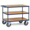Fetra Tischwagen, Tragl. 600kg, 3 Etage(n), Ladefl. LxB 1200x800mm, Holzböden, RAL5007, TPE-Bereifung -Vago-tools-Geschäft 181ea6cf 0375 486f bd90 5bcda437f212