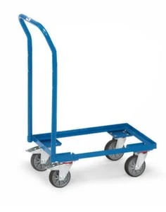 Fetra Schiebebügelwagen, Tragl. 250kg, Ladefl. LxB 610x410mm, Rahmen, Schiebebügel, RAL5007, 4 Lenkrollen, TPE-Bereifung 5 Fetra Schiebebügelwagen, Tragl. 250kg, Ladefl. LxB 610x410mm, Rahmen, Schiebebügel, RAL5007, 4 Lenkrollen, TPE-Bereifung – Bild 3