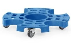 Fetra Reifenroller, Tragl. 180kg, Ladefl. Ø 700mm, Lade H 140mm, 8xReifen/4xKompletträder, M. Ablagemulde, Blau, 4 Lenkrollen