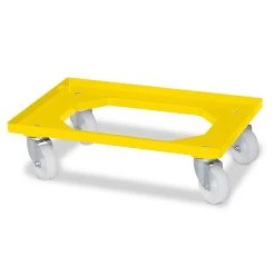Vago-tools-Geschäft 29 Null Transportroller/Logistikroller Für Eurobehälter 600 X 400 Mm, Gelb, Weiße Kunststoffräder, Tragkraft 250 Kg