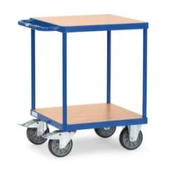 Fetra Tischwagen, Tragl. 500kg, 2 Etage(n), Ladefl. LxB 600x600mm, Holzböden, RAL5007