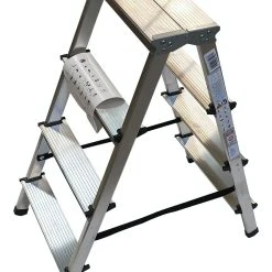 Vago-tools Zweiseitige Haushaltsleiter 2x4 Stufen Trittleiter