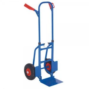 Null Stapelkarre, Tragl. 150kg, Schaufel BxT 270x200mm, Klappbar, RAL5010, Luft-Bereifung 3 Null Stapelkarre, Tragl. 150kg, Schaufel BxT 270x200mm, Klappbar, RAL5010, Luft-Bereifung