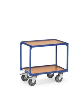 Fetra Transportroller, Tragl. 250kg, Ladefl. LxB 610x410mm, Holzplatte M. Kante, RAL5007, 4 Lenkrollen 4 Fetra Transportroller, Tragl. 250kg, Ladefl. LxB 610x410mm, Holzplatte M. Kante, RAL5007, 4 Lenkrollen – Bild 2