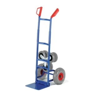 Rollcart Treppenkarre, 3-Stern, Tragl. 150kg, Schaufel BxT 450x150mm, RAL5010, TPE-Bereifung 6 Rollcart Treppenkarre, 3-Stern, Tragl. 150kg, Schaufel BxT 450x150mm, RAL5010, TPE-Bereifung – Bild 4