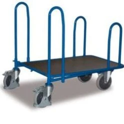 Variofit Langgut-Raumsparwagen, Tragl. 500kg, Ladefl. LxB 1030x545mm, Holzplatte, 4 Bügel, Nestbar, RAL5010, 2 Lenk-/2 Bockrollen -Vago-tools-Geschäft 32a69c46 f92c 471b b87f 606e3e984a13
