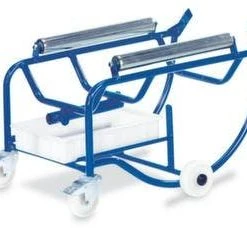 Rollcart Fasskippbock, F. 1x200l Fass, Ölwanne 10l, Auflage M. Walzen, RAL5010, HxLxB 575x810x720mm, Polyamid-Bereifung