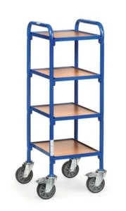Fetra Etagenwagen, Tragl. 250kg, 4 Etage(n), Ladefl. LxB 320x470mm, Holzböden, M. 4 Kästen, RAL5007, TPE-Bereifung 5 Fetra Etagenwagen, Tragl. 250kg, 4 Etage(n), Ladefl. LxB 320x470mm, Holzböden, M. 4 Kästen, RAL5007, TPE-Bereifung – Bild 3
