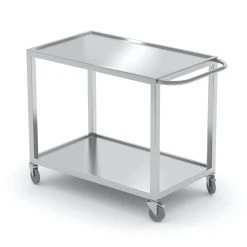 Null Edelstahl Gastro-Servierwagen (2 Fächer) | AISI 430 Qualität | HxBxT 85x90x60