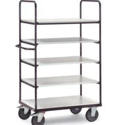 Fetra ESD-Tischwagen, Tragl. 600kg, 2 Etage(n), Ladefl. LxB 1200x800mm, Holzböden, Dunkelgrau, TPE-Bereifung -Vago-tools-Geschäft 40e91868 12e4 4b43 bb3c 70b38ce47ecb