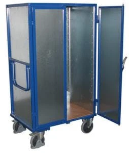 Variofit Schrankwagen, Tragl. 500kg, Ladefl. LxB 1245x785mm, 4 Vollblechwände, Wände Verzinkt, RAL5010, TPE-Bereifung 5 Variofit Schrankwagen, Tragl. 500kg, Ladefl. LxB 1245x785mm, 4 Vollblechwände, Wände Verzinkt, RAL5010, TPE-Bereifung – Bild 3