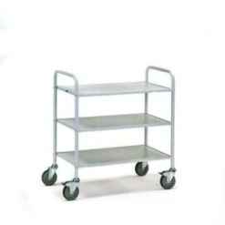 Fetra Etagenwagen, Tragl. 150kg, 3 Etage(n), Ladefl. LxB 800x500mm, Holzböden, RAL7035, TPE-Bereifung