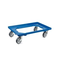PROREGAL Transportroller Für Euroboxen 60x40cm Mit Gummiräder Blau | Offenes Deck | 2 Lenkrollen & 2 Bockrollen | Traglast 300kg