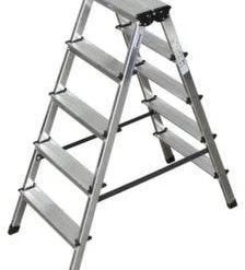 Krause Leichte Universal-Stufenleiter, Beidseitig, 2x5 Stufe(n), Stand H 0, 65m, Holm L 1, 15m, Alu