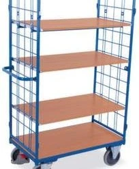 Variofit Etagenwagen, Tragl. 500kg, 4 Etage(n), Ladefl. LxB 1000x700mm, Holzböden, RAL5010