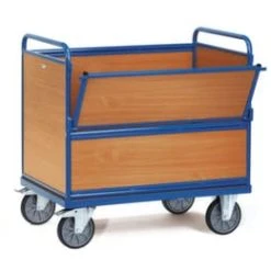 Fetra Kastenwagen, Tragl. 600kg, Ladefl. LxB 1200x800mm, 4 Wände, 1 Längswand Abklappbar, M. Deckel, RAL5007, TPE-Bereifung -Vago-tools-Geschäft 51376bfd b72a 4605 81ac 890d32197864