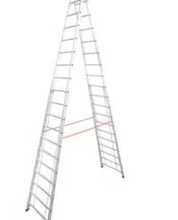 Krause Sprossenstehleiter, Beidseitig, 2x18 Sprossen, Holm L 5, 2m, 2-tlg., Alu