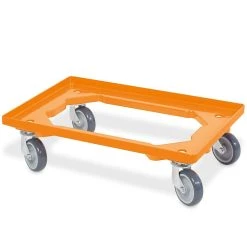Null 7x Logistikroller/Kistenroller Für Behälter 600 X 400 Mm, Tragkraft 250 Kg, Orange