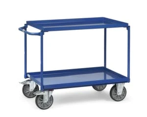 Rollcart Tischwagen, Tragl. 400kg, 2xWannenboden, Ladefl. LxB 895x495mm, Blechwannen, RAL5010, TPE-Bereifung 6 Rollcart Tischwagen, Tragl. 400kg, 2xWannenboden, Ladefl. LxB 895x495mm, Blechwannen, RAL5010, TPE-Bereifung – Bild 4