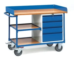 Rollcart Schrankwagen, Tragl. 300kg, Ladefl. LxB 1000x575mm, RAL7035/RAL5010, 4 Schubladen, HxLxB 990x1170x600mm, TPE-Bereifung 9 Rollcart Schrankwagen, Tragl. 300kg, Ladefl. LxB 1000x575mm, RAL7035/RAL5010, 4 Schubladen, HxLxB 990x1170x600mm, TPE-Bereifung – Bild 7
