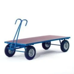 Rollcart Handpritschenwagen, Tragl. 1500kg, Ladefl. LxB 2000x1000mm, Siebdruckplatte, Keine Aufbauten, RAL5010, 4 Räder, Luft-Bereifung -Vago-tools-Geschäft 559db3e9 366a 4e04 b32d b9e6acc064c7