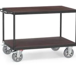 Fetra Etagenwagen, Tragl. 1200kg, 2 Etage(n), Ladefl. LxB 1600x800mm, Siebdruckplatte, RAL7016, Vollgummi-Bereifung