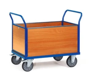 Variofit Gitter-Stirnwandwagen, Tragl. 500kg, Ladefl. LxB 1200x800mm, Holzplatte, 1 Wand 8 Variofit Gitter-Stirnwandwagen, Tragl. 500kg, Ladefl. LxB 1200x800mm, Holzplatte, 1 Wand – Bild 6