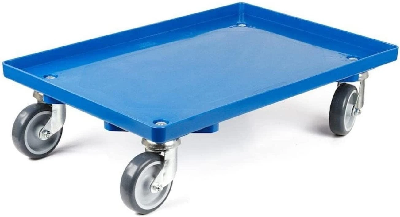 PROREGAL Transportroller Für Euroboxen 60x40cm Mit Gummiräder Blau | Geschlossenes Deck | 4 Lenkrollen | Traglast 300kg 5 PROREGAL Transportroller Für Euroboxen 60x40cm Mit Gummiräder Blau | Geschlossenes Deck | 4 Lenkrollen | Traglast 300kg – Bild 3