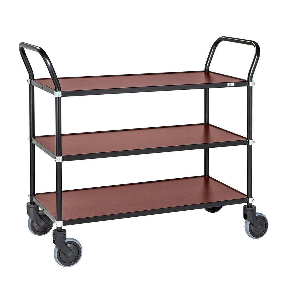 Null Servierwagen Mit 3 Böden 1.100 X 430 X 940 Mm - Schwarz/Mahagoni 3 Null Servierwagen Mit 3 Böden 1.100 X 430 X 940 Mm - Schwarz/Mahagoni