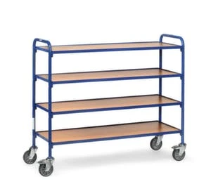 Fetra Etagenwagen, Tragl. 250kg, 4 Etage(n), Ladefl. LxB 320x470mm, Holzböden, M. 4 Kästen, RAL5007, TPE-Bereifung 6 Fetra Etagenwagen, Tragl. 250kg, 4 Etage(n), Ladefl. LxB 320x470mm, Holzböden, M. 4 Kästen, RAL5007, TPE-Bereifung – Bild 4
