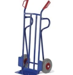 Rollcart Sackkarre, Tragl. 250kg, Schaufel BxT 400x180mm, M. Stützholmen, Stahl, RAL5010, TPE-Bereifung