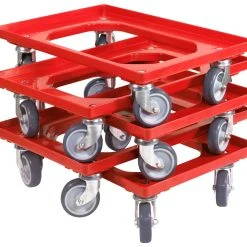 Null 5 Stück Transportroller Für Kisten 60 X 40 Cm Mit 4 Lenkrollen In Rot