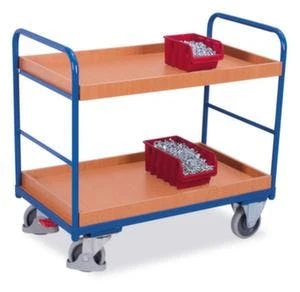 Variofit Etagenwagen, Tragl. 250kg, 2 Etage(n), Ladefl. LxB 1000x600mm, Holzkästen, RAL5010 7 Variofit Etagenwagen, Tragl. 250kg, 2 Etage(n), Ladefl. LxB 1000x600mm, Holzkästen, RAL5010 – Bild 5
