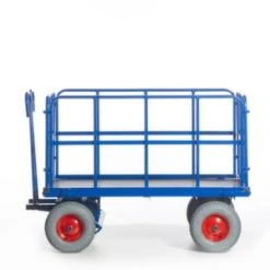 Rollcart Handpritschenwagen, Tragl. 1500kg, Ladefl. LxB 2000x1000mm, Siebdruckplatte, Keine Aufbauten, RAL5010, 4 Räder, Luft-Bereifung -Vago-tools-Geschäft 5f6c8546 14e4 4f8e 9cd2 44d0bf182a66