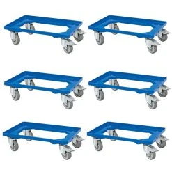Vago-tools-Geschäft 19 Null 6 Transportroller F. Behälter, Blau, 4 Lenkrollen, 2 M. Bremse, Graue Gummiräder, Trg 250 Kg