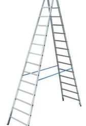 Krause Sprossenstehleiter, Beidseitig, 2x14 Sprossen, Holm L 4, 03m, 2-tlg., Alu