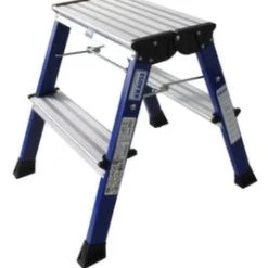 Krause Roll-Klapptritt, Alu, Blau, Podest HxT 0, 44x20m, 2x2 Stufen, M. 4 Federrollen